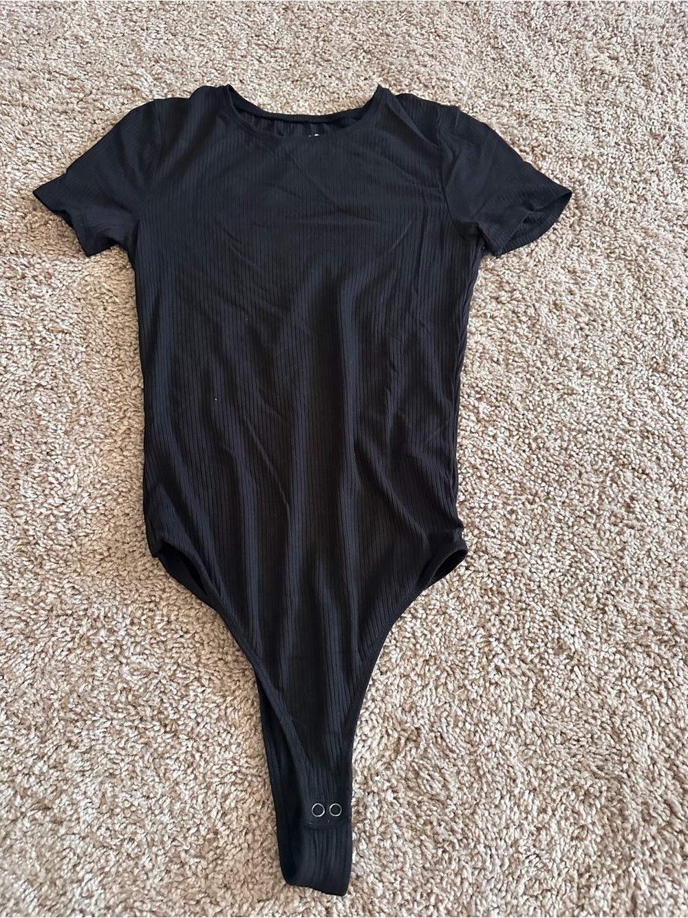 Hollister Black Ribbed Short-Sleeve Bodysuit